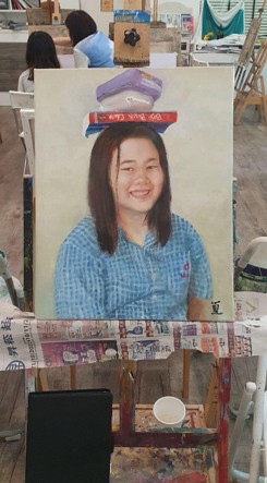 Portrait of Manami painted by Natsuko - まなみの油絵ポートレイトを描いてみた 