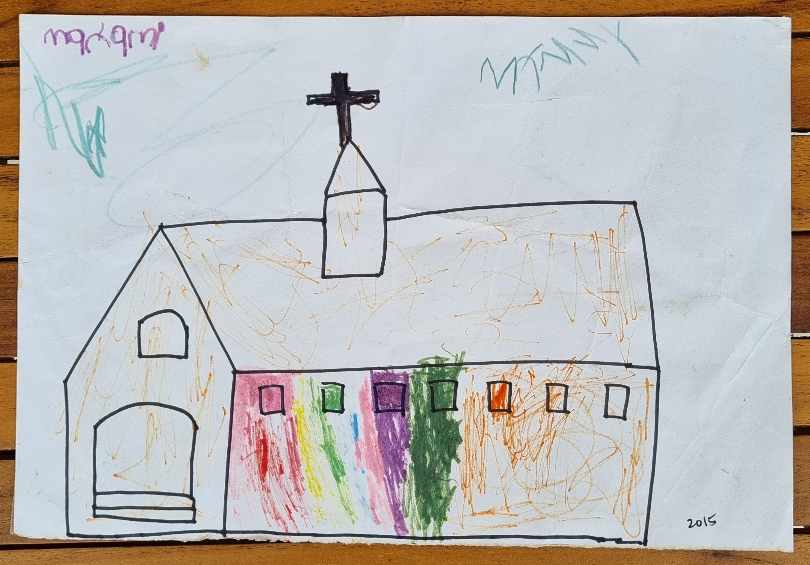 A church near by, works from 4~6 years old - ４～６歳頃のアートワーク、近所の教会