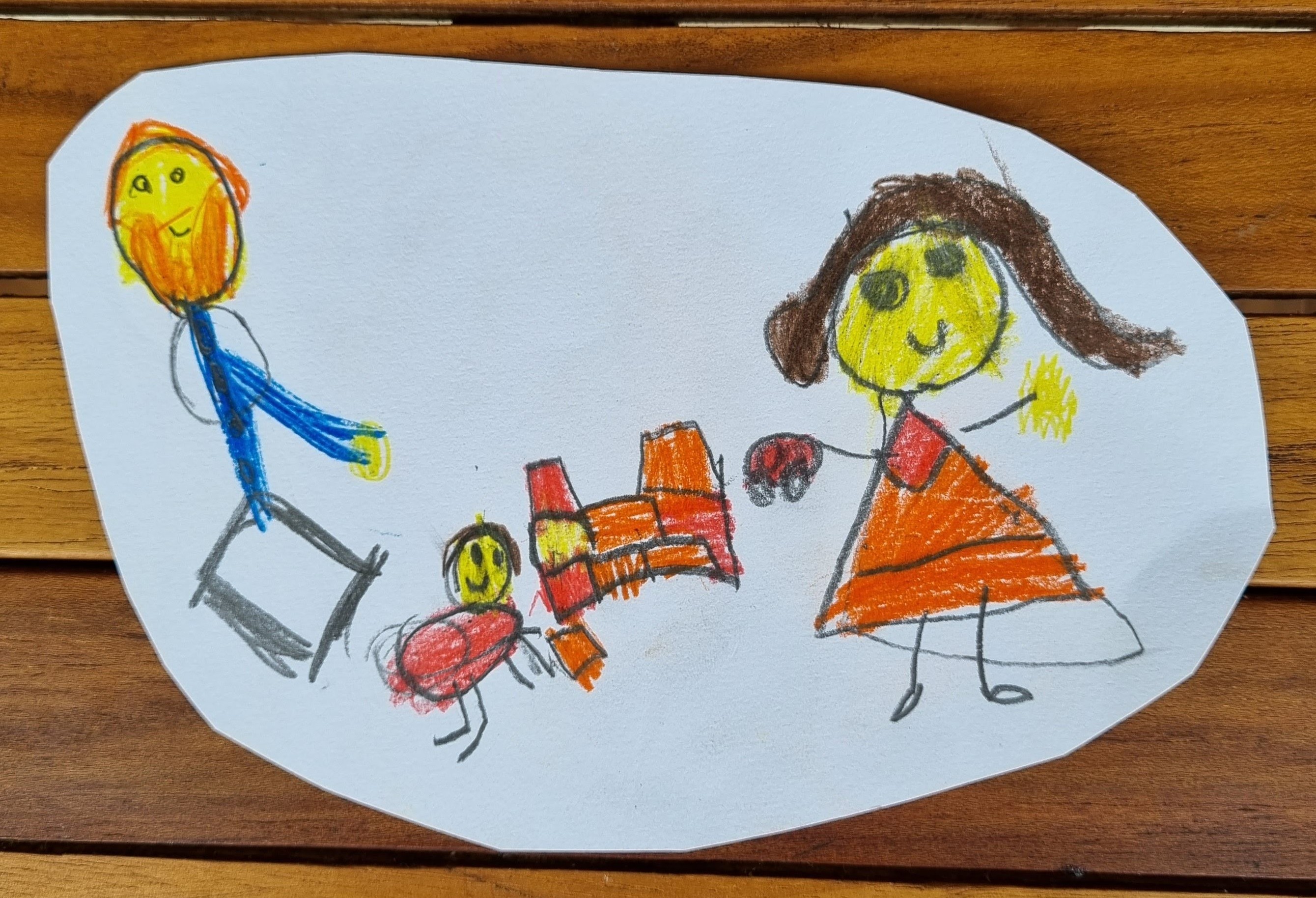 Archie with Mummy and Daddy, works from 4~6 years old - ４～６歳頃のアートワーク、弟アーチーが日常に登場