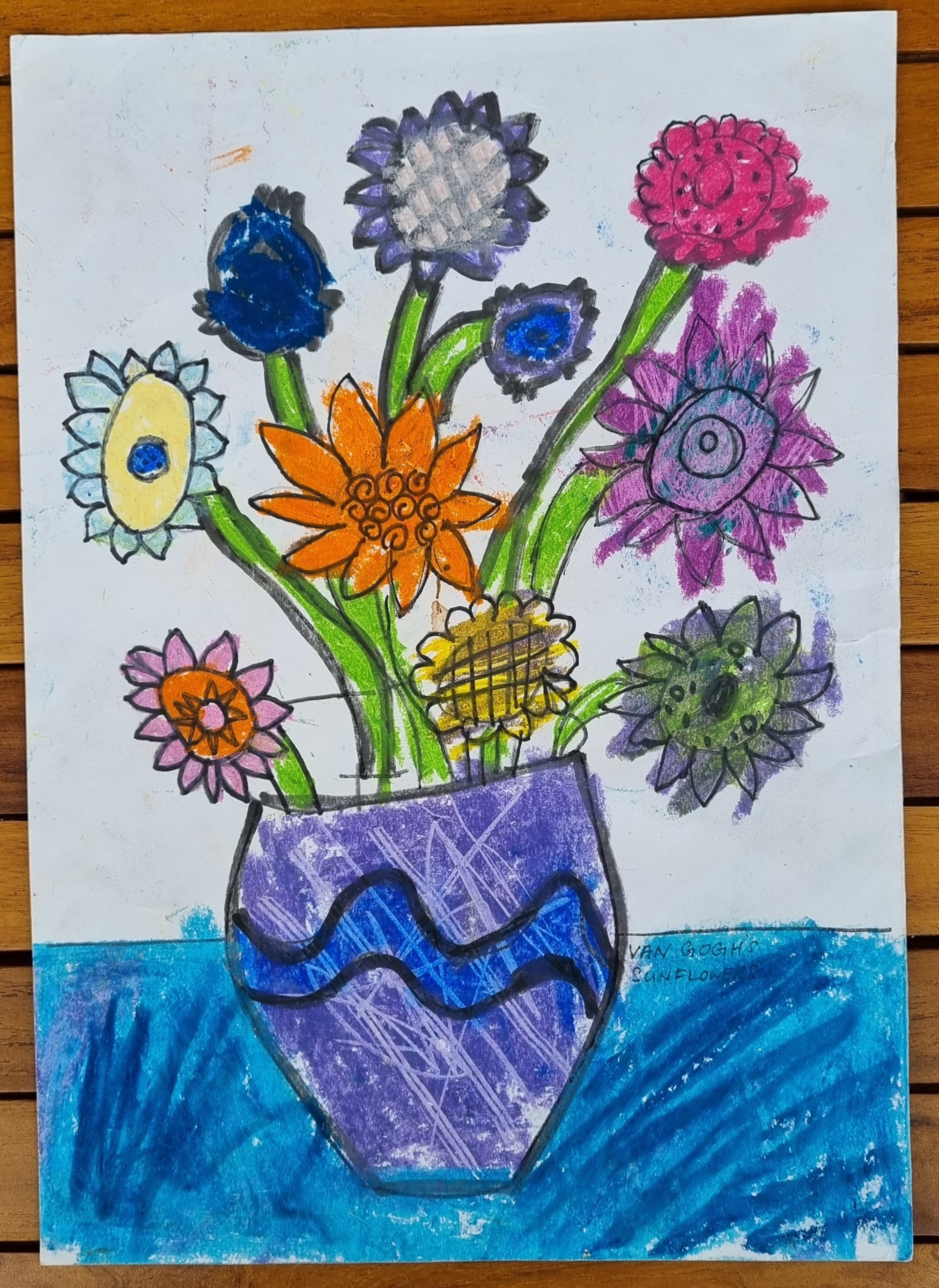 Flowers in a vase, works from 4~6 years old - ４～６歳頃のアートワーク、花瓶の花